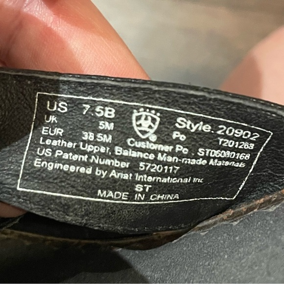 Ariat Ember Black Leather Cowgirl Sandals Western Open Toe Comfort 7.5B - Picture 11 of 11